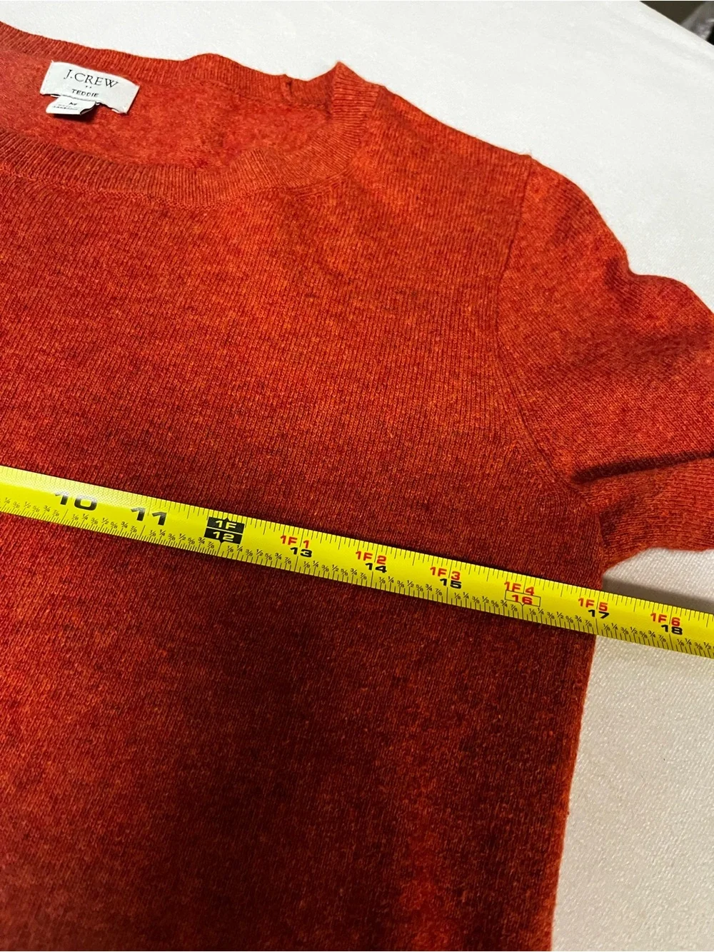 J.Crew Factory Teddie Sweater Women M Rust Merino Wool Blend Crew Neck Fitted